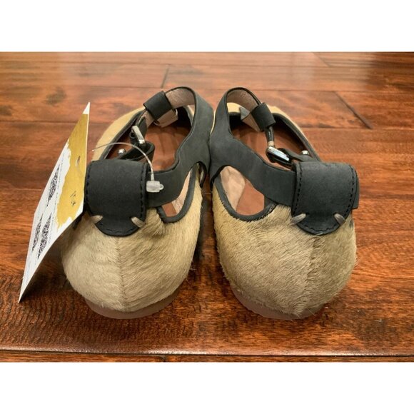 Matt Bernson Anthropologie Tan Hair T-Strap Flats W/ Ankle Buckle, Size 7 (US) - Picture 5 of 7